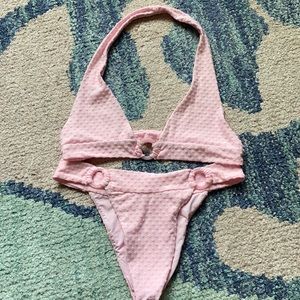 2 piece pink bathing suit